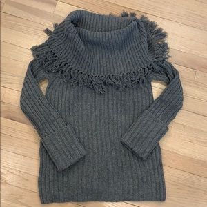 INTERMIX Grey Fringe Sweater